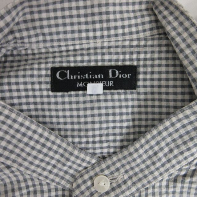 クリスチャンディオール Christian Dior MONSIEUR 総柄シャツ 半袖 ギンガムチェック M 1224 ■GY09 メンズ_画像3