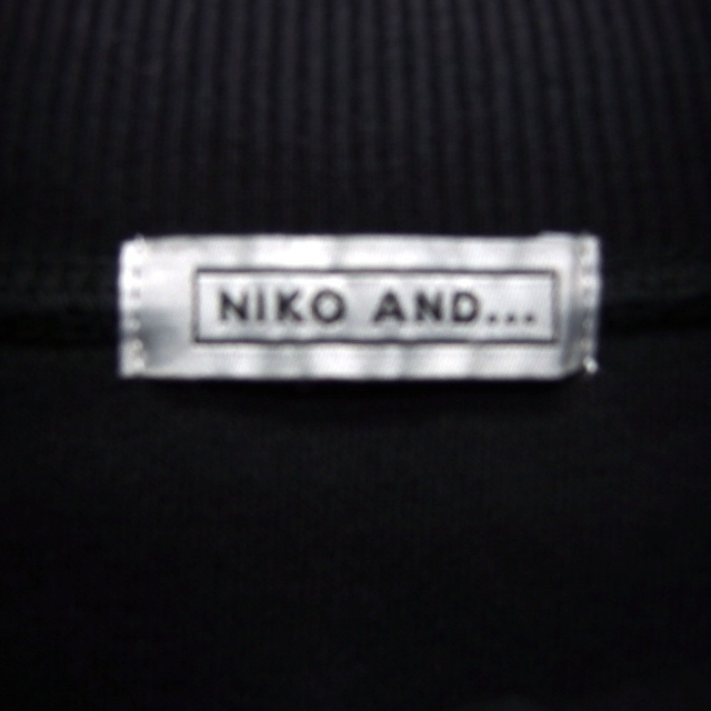  Nico and Niko and.. половина Zip футболка ворсистый простой переключатель ребра длинный рукав mok шея хлопок . черный чёрный /HT4 женский 