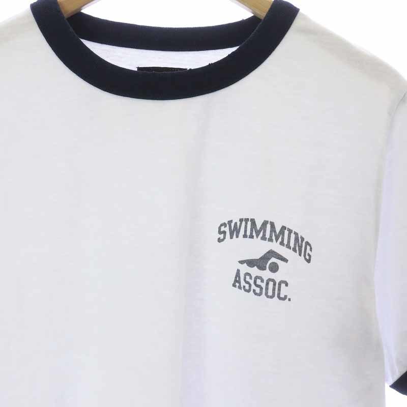 ビームス BEAMS 23SS プリント リンガーTシャツ カットソー 半袖 ダメージ加工 S 白 ホワイト 11-08-0190-146 /AT16 メンズ レディース_画像3