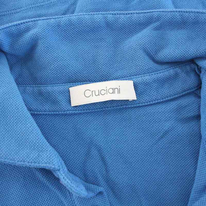 クルチアーニ cruciani ガーメントダイコットン鹿の子ソリッドS/Sポロシャツ 半袖 48 M 水色 ライトブルー /YM メンズ_画像5