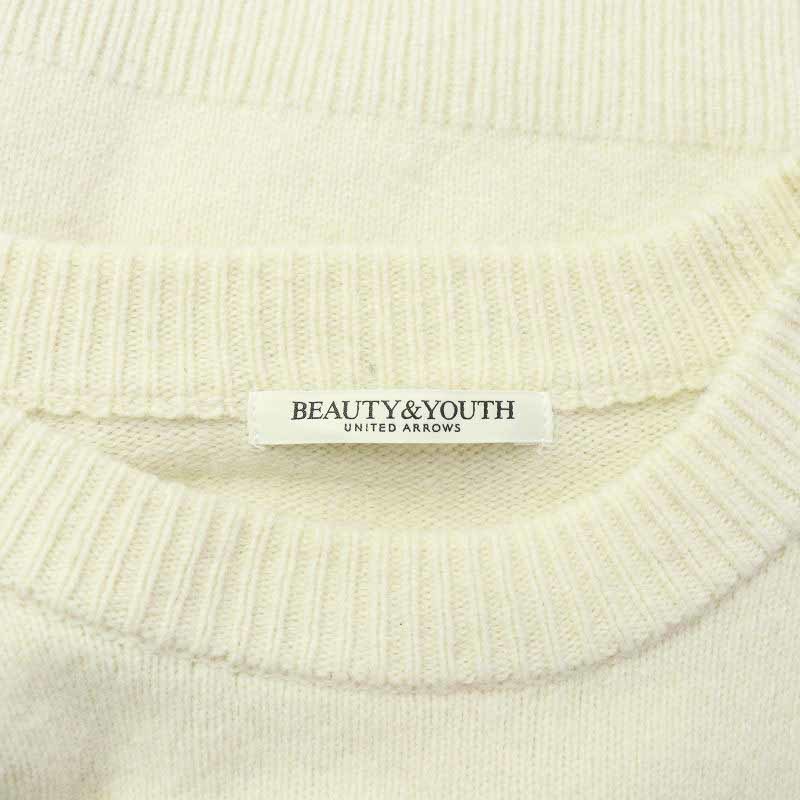 B&Y United Arrows BEAUTY&YOUTH шерсть кашемир aqua la gran вырез лодочкой вязаный тянуть over свитер длинный рукав S слоновая кость 