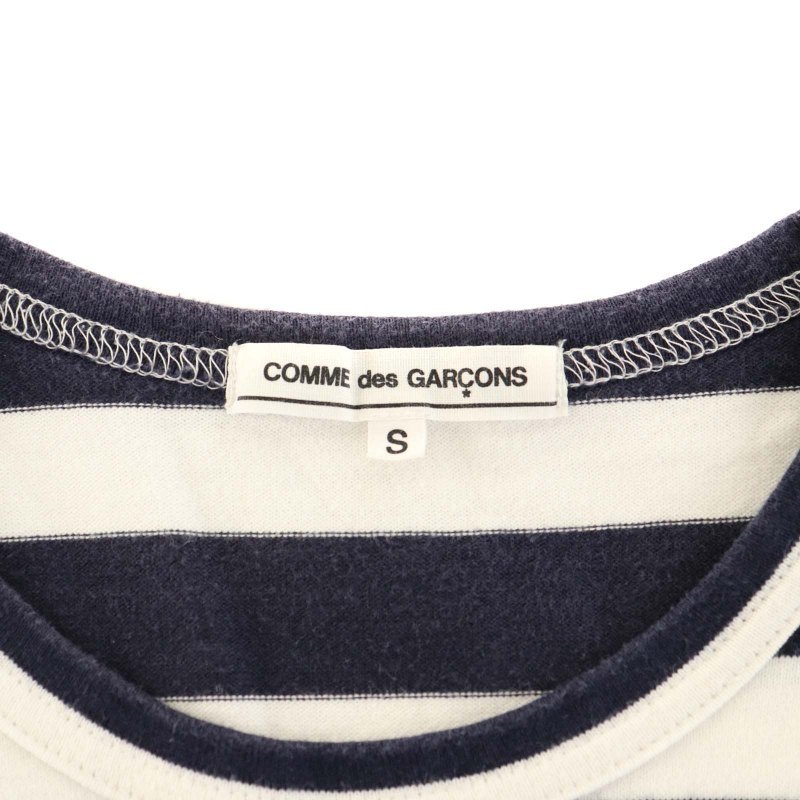  Comme des Garcons COMME des GARCONS AD2013 border cut and sewn T-shirt long T crew neck long sleeve S white white navy blue lady's 