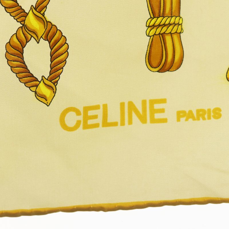 セリーヌ CELINE スカーフ シルク チェーン ロゴ ベージュ /WM ■OH レディース_画像5