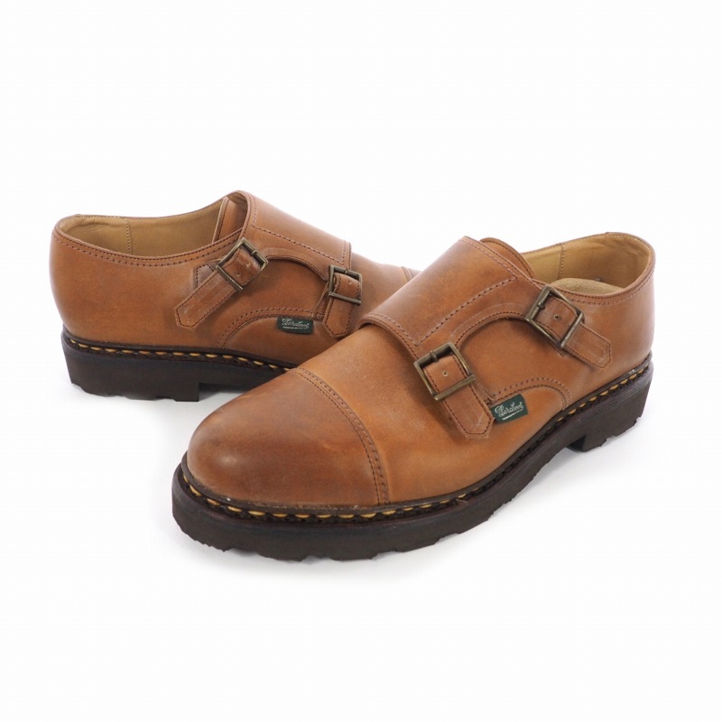 パラブーツ Paraboot WILLIAM ウィリアム ダブルモンク ストラップ レザーシューズ 7 茶 ブラウン 5078 メンズ