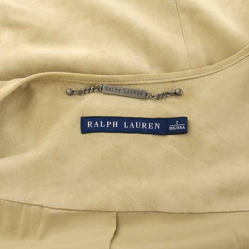 ラルフローレン RALPH LAUREN ベスト ジレ ジップアップ ロング Vネック ゴートスキン スエード 2 M ベージュ /NW19 レディース_画像8