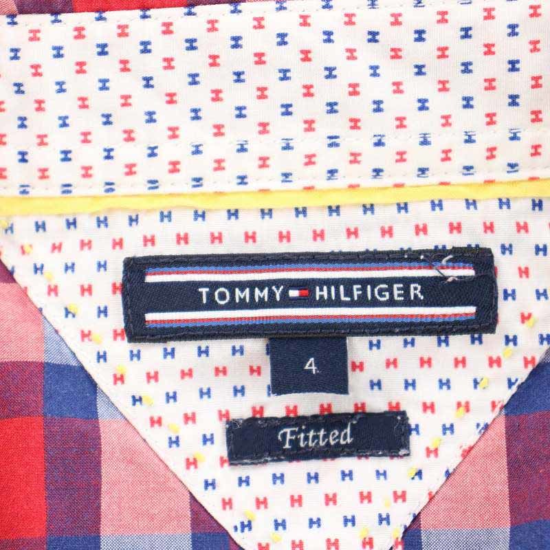 トミーヒルフィガー TOMMY HILFIGER Fitted ボタンダウンシャツ チェック 長袖 4 M 赤 レッド /YI13 レディース_画像8