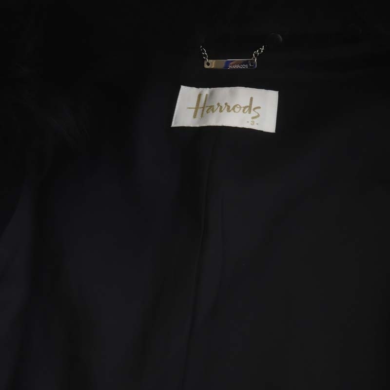  Harrods Harrods с мехом лисы . котороткое пальто внешний двойной 3 чёрный черный /ES #OS женский 