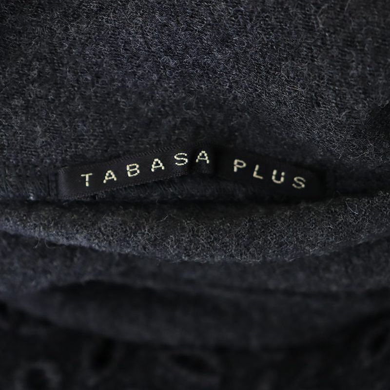 タバサプラス TABASA PLUS オフタートル ウール ワンピース 膝丈 長袖 ニット 34 黒 ブラック /MI ■OS レディース_画像3