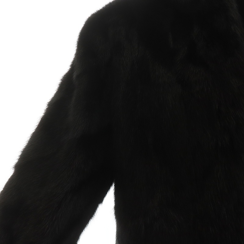 フィアンセ Fiancesse ファーコート ミンク 毛皮 刺繍 11 L 黒 ブラック ■GY18 /MQ レディース_画像7