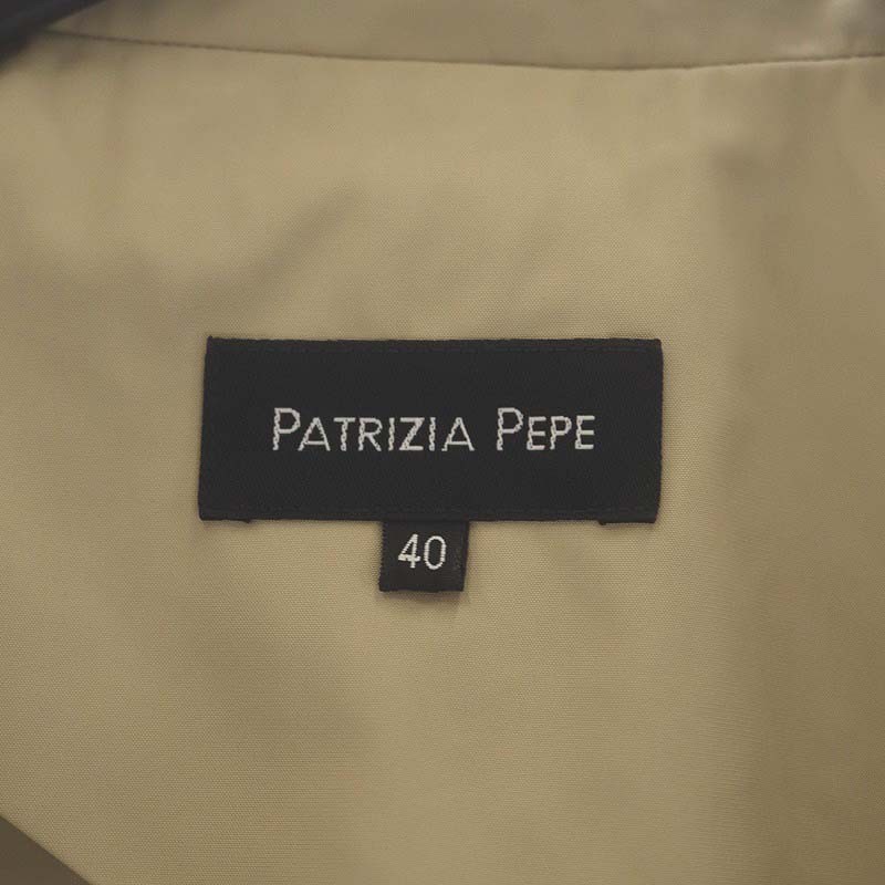 パトリツィアペペ PATRIZIA PEPE サテン ロング スプリングコート ロング フリル ベルト付き 40 ベージュ /ES ■OS レディース_画像3