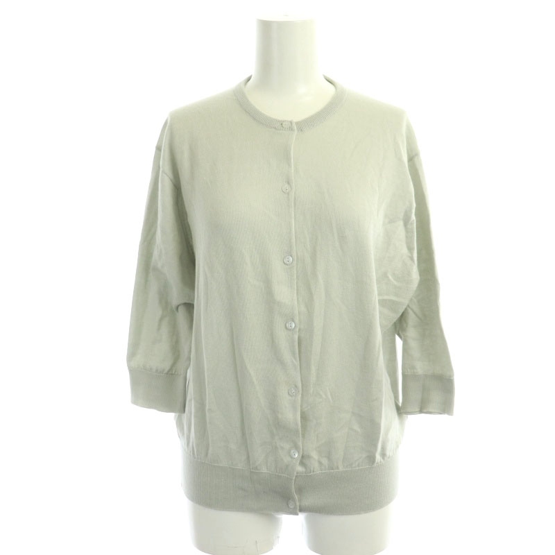 ジョンスメドレー JOHN SMEDLEY コットンドルマンカーディガン ニット 七分袖 薄手 クルーネック M ミントグレー /NR ■OS レディース