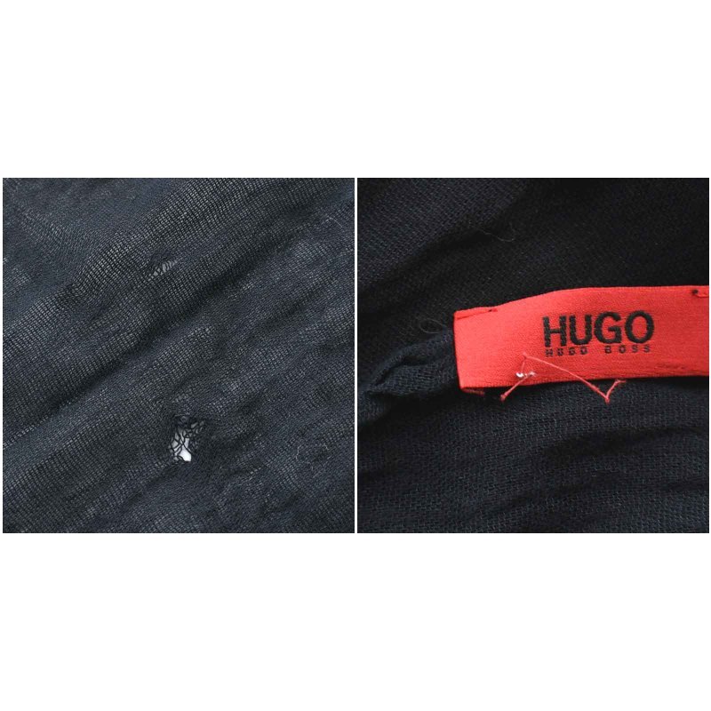 ヒューゴボス HUGO BOSS ストール マフラー フリンジ 黒 ブラック /NW15 メンズ_画像8