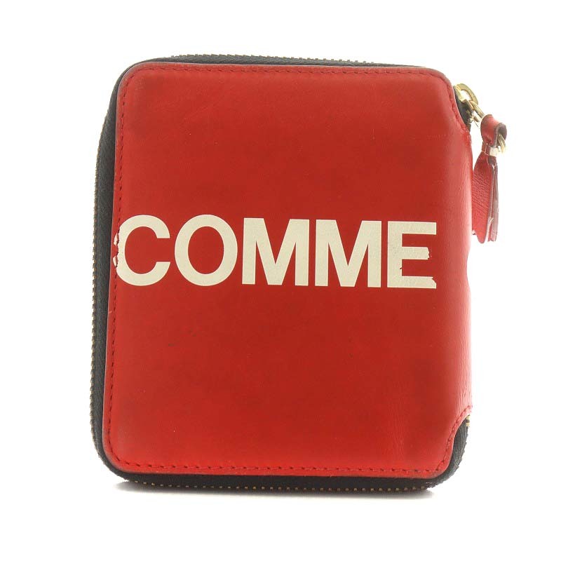 コムデギャルソン COMME des GARCONS 二つ折り財布 小銭入れ ラウンドファスナー ロゴ 赤 レッド /AN6 メンズ_画像2