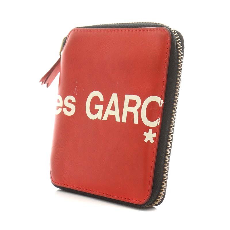 コムデギャルソン COMME des GARCONS 二つ折り財布 小銭入れ ラウンドファスナー ロゴ 赤 レッド /AN6 メンズ_画像4