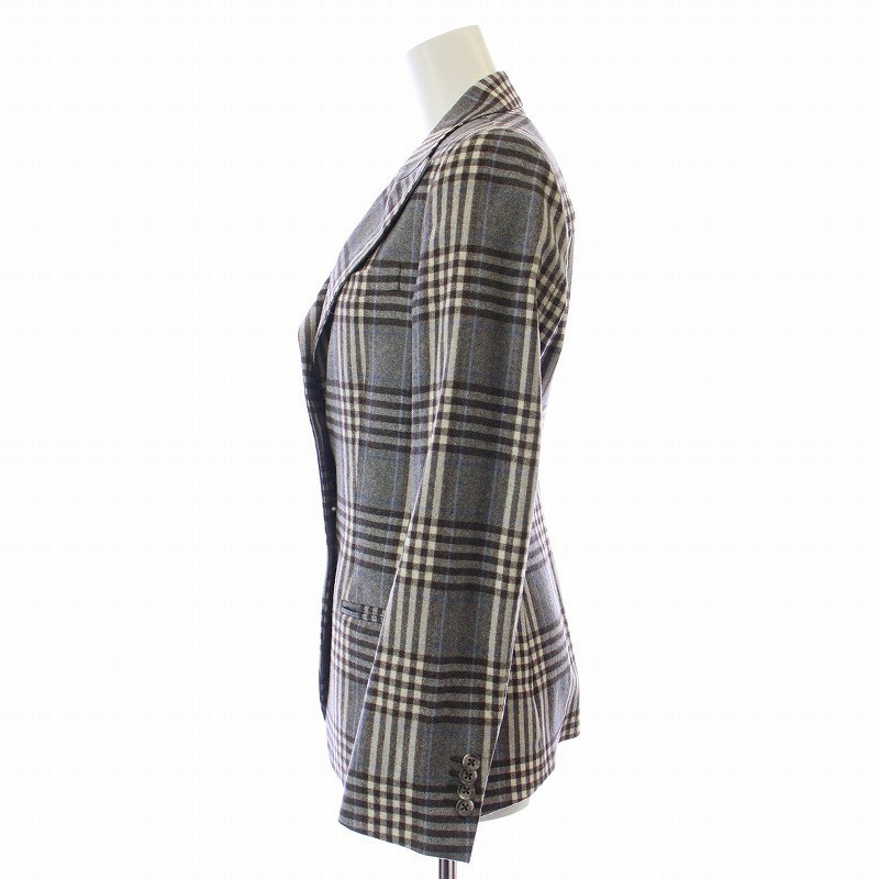  unused goods Hydrogen × Louis jibi Anne ki mantle va tailored jacket single check pattern 40 L gray tea Brown 