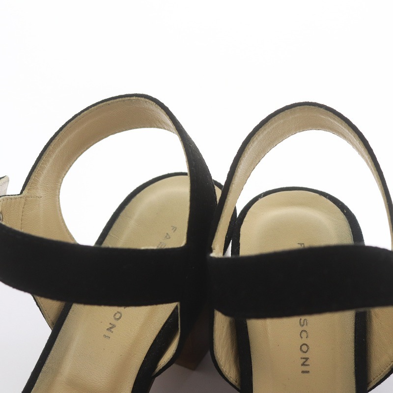  fabio rusko-niFABIO RUSCONI sandals suede leather square tu strap 35 22.0cm black black /WM lady's 