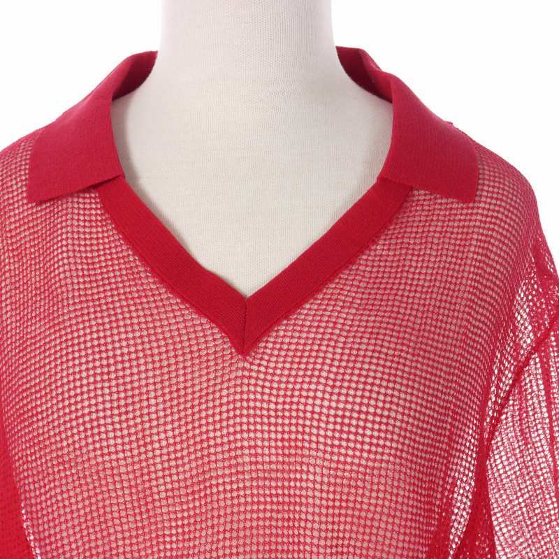  не использовался товар mezzo n Margiela Maison Margiela белый бирка 21SS сетка рубашка-поло cut and sewn короткий рукав L красный красный S30GL0038 внутренний стандартный 