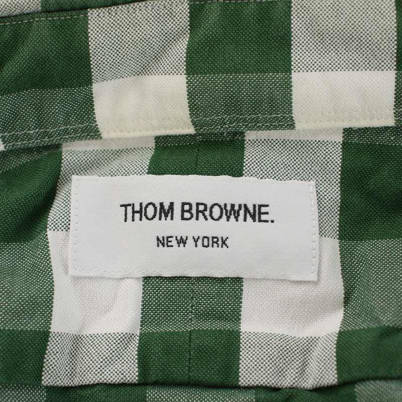 トムブラウン THOM BROWNE カジュアルシャツ チェック 長袖 0 XS 緑 グリーン 白 ホワイト /YI19 メンズ_画像7