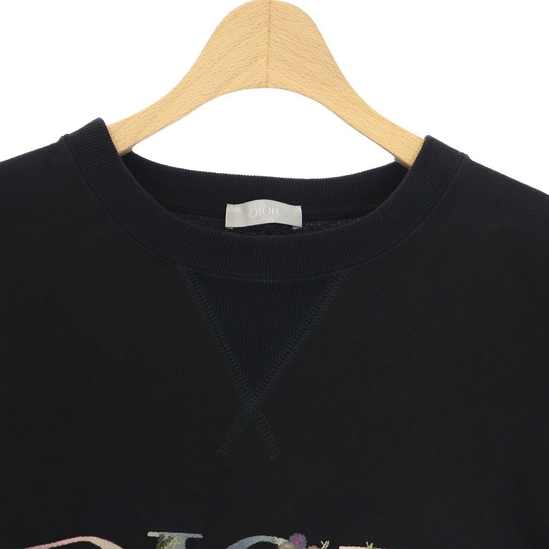 ディオールオム Dior HOMME 21SS Oversized Dior Flowers Tee フラワーズ ロゴ 刺繍 Tシャツ カットソー 半袖 L 黒 ブラック 113J686A0554_画像3