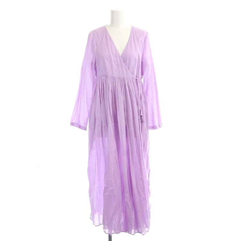 ヌキテパ NE QUITTEZ PAS! Cotton Voile Front Cross Over Tassel Gown ガウン カーディガン ロング 長袖 ピンクラベンダーの画像1