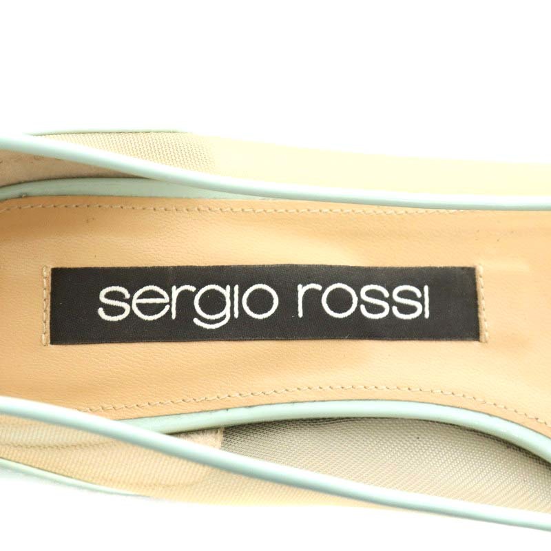 セルジオロッシ Sergio rossi パンプス ポインテッドトゥ メッシュ エナメル 37 24.0cm 水色 ライトブルー /AN9 レディース_画像4