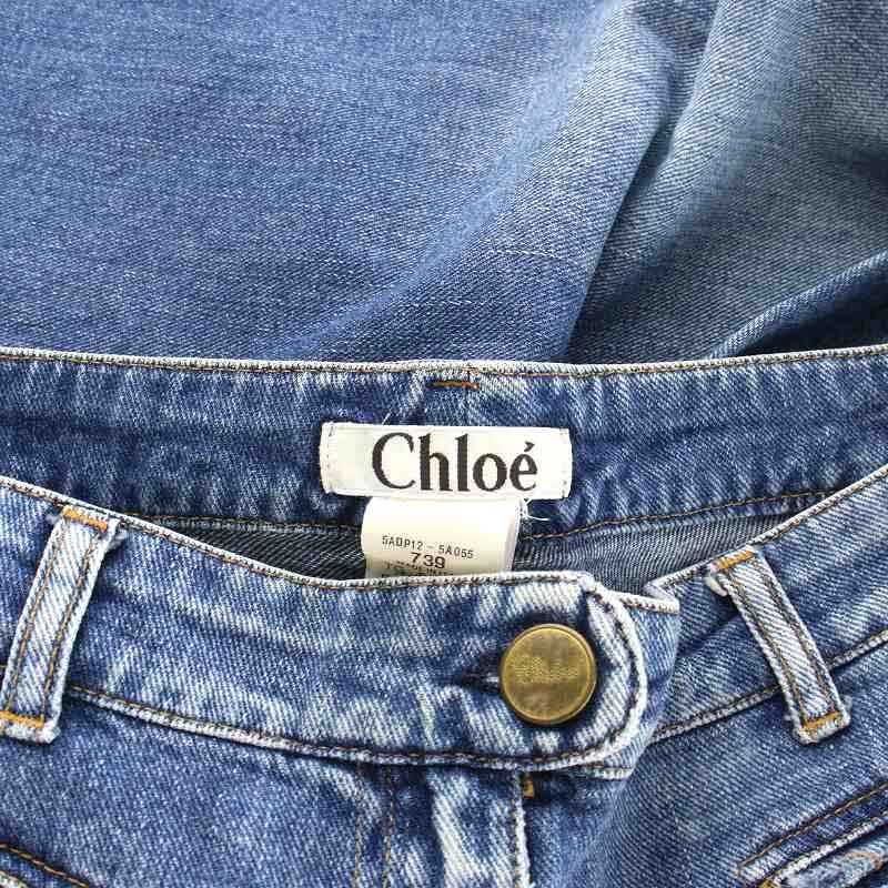 クロエ CHLOE デニムパンツ ジーンズ ジップフライ USED加工 38 L 青 ブルー /NW29 レディース_画像8