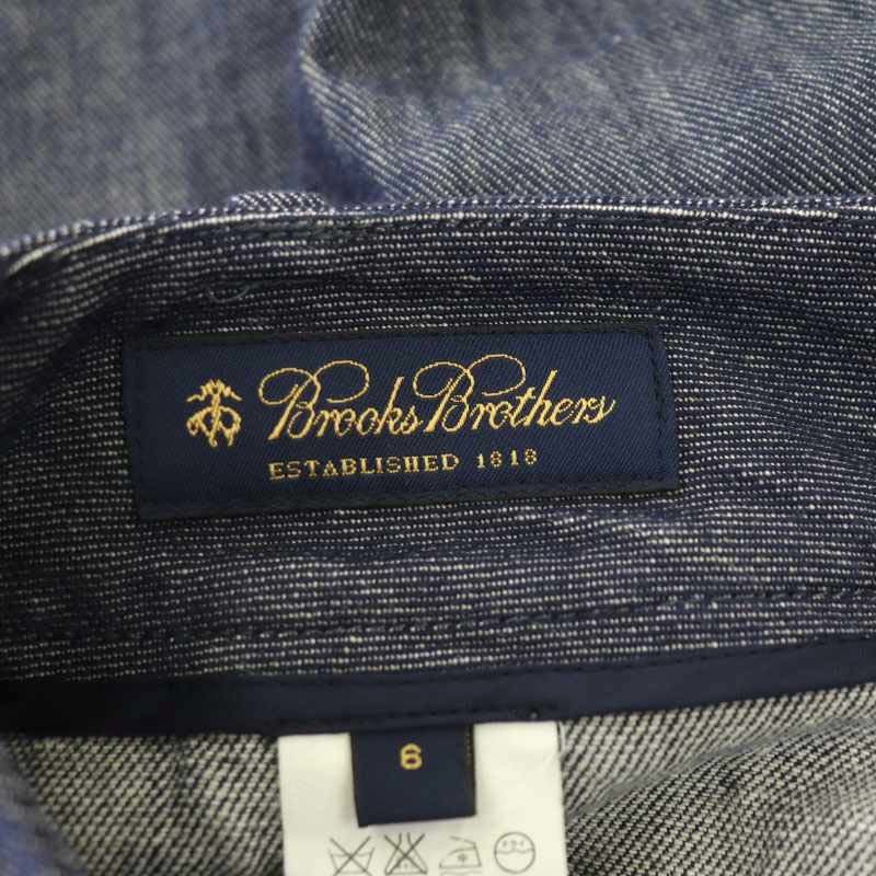 ブルックスブラザーズ BROOKS BROTHERS ストレートパンツ センタープレス ジップフライ リネン混 6 M 紺 ネイビー_画像3