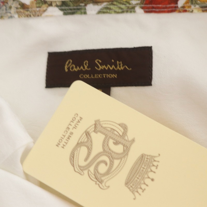 未使用品 ポールスミスコレクション PAUL SMITH COLLECTION ジャガード コットン シャツ 総柄 長袖 S 白 ホワイト /HS ■OS メンズ_画像3