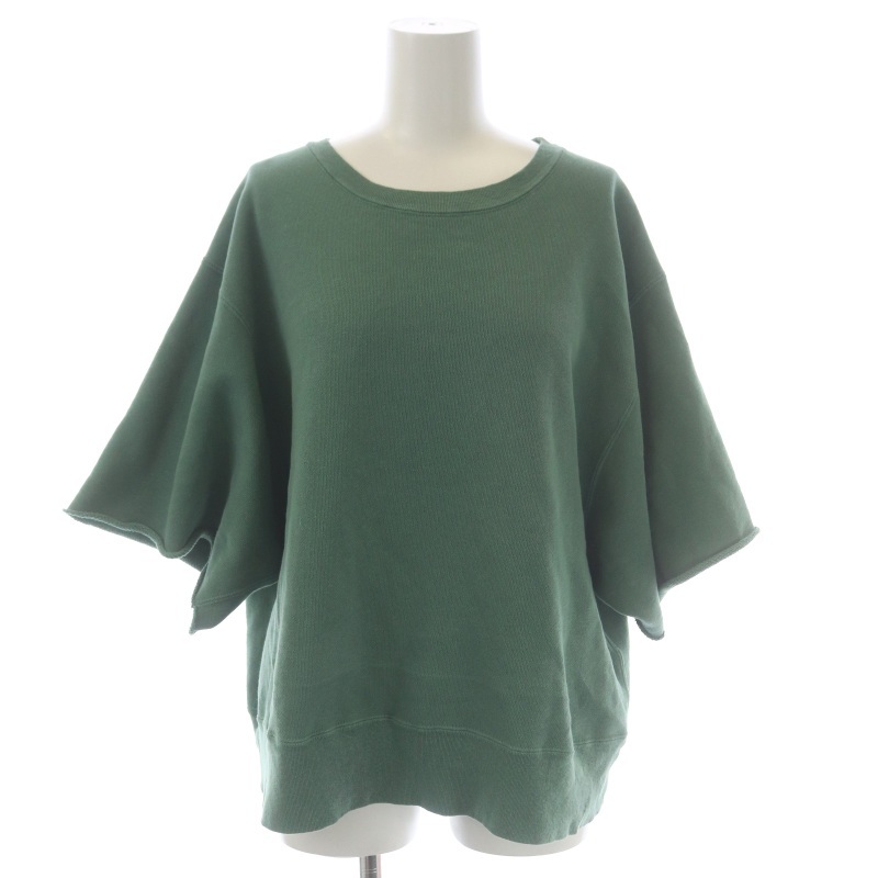 レミレリーフ REMI RELIEF L'Appartement取扱 22SS REMI RELIEF Cut Off Sleeve Sweat スウェット カットソー 五分袖 F 緑 グリーン /DO ■