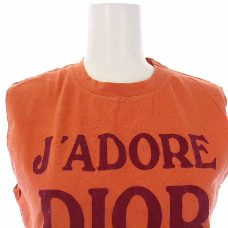 クリスチャンディオール 02AW ガリアーノ期 J'Adore Dior ノースリーブカットソー クルーネック F40 L オレンジ 2H12155300_画像5