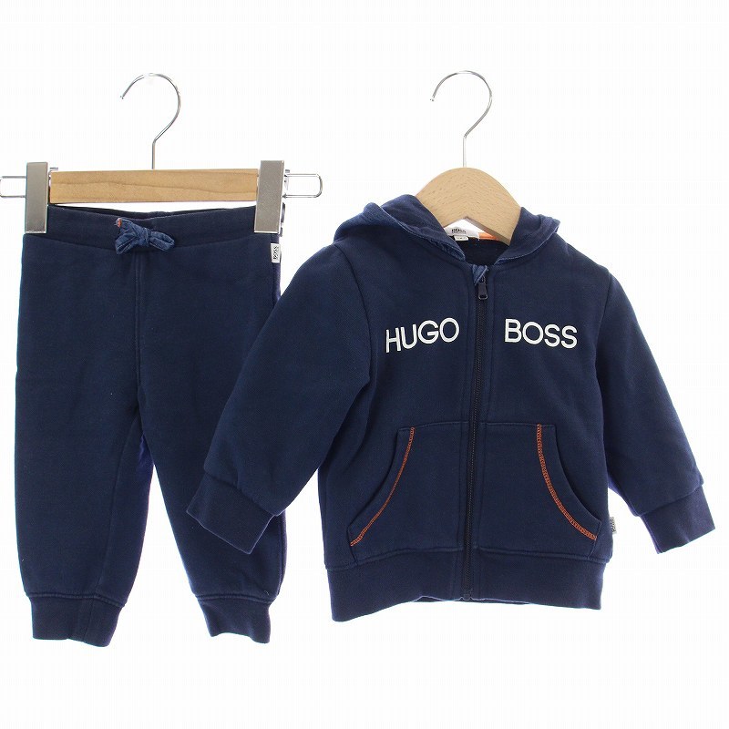 ヒューゴボス HUGO BOSS セットアップ 上下 パーカー 長袖 ジョガーパンツ ジップアップ 12M 80cm 紺 ネイビー /KW ■GY19 キッズ_画像1