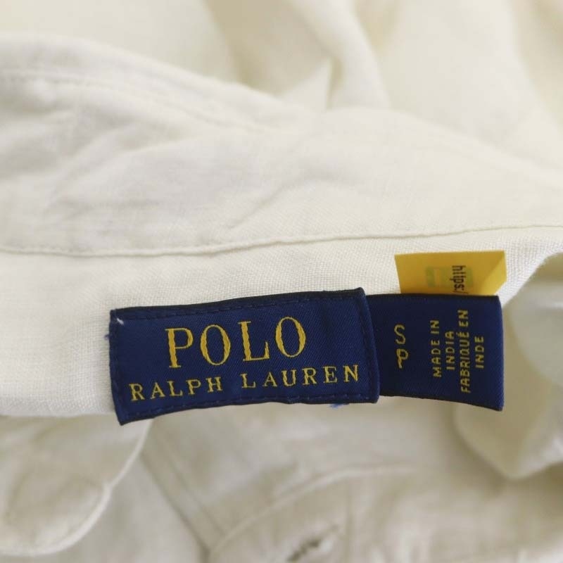 ポロ ラルフローレン POLO RALPH LAUREN 袖ロゴ刺繍リネンBDシャツ 長袖 ボタンダウン 前開き SP オフホワイト /DO ■OS メンズ_画像3