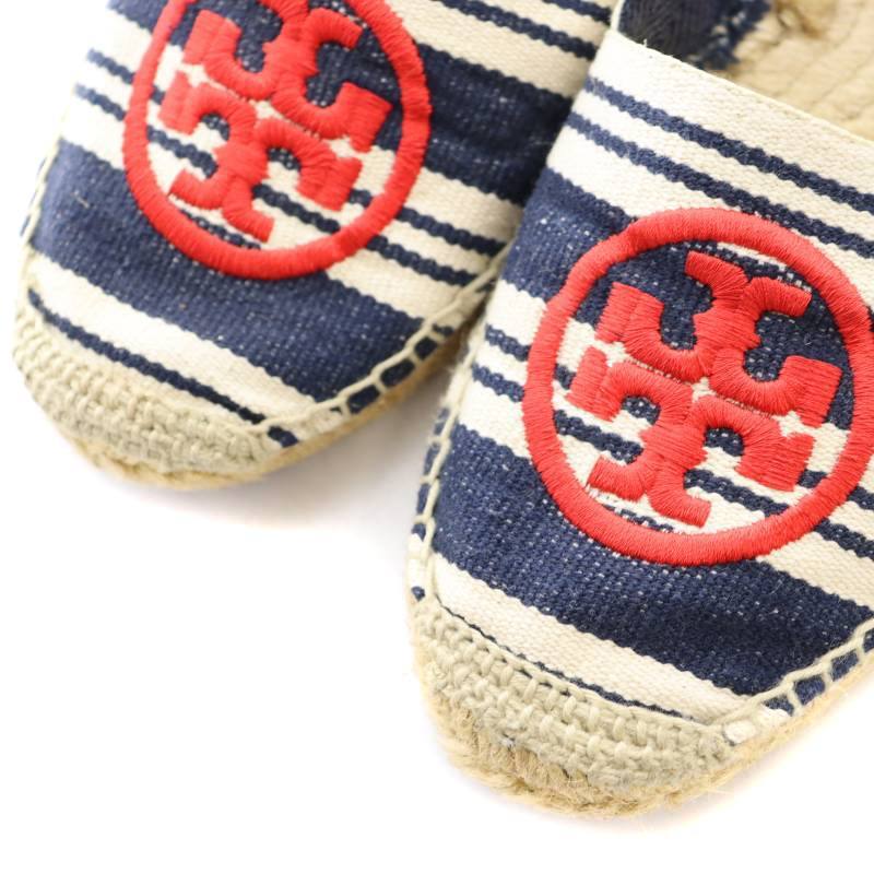  Tory Burch TORY BURCH slip-on shoes sneakers espadrille Logo embroidery 7 24cm navy blue navy white white /YB lady's 