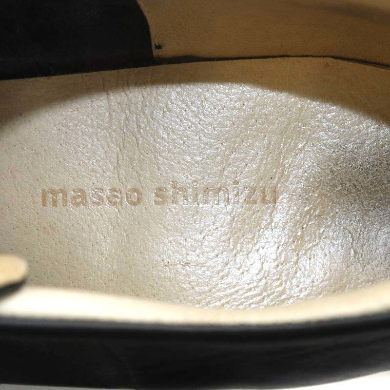 masao shimizu マサオ シミズ ジャーマントレーナー スニーカー シューズ レザー 26.5cm 黒 ブラック /AN4 メンズ_画像4