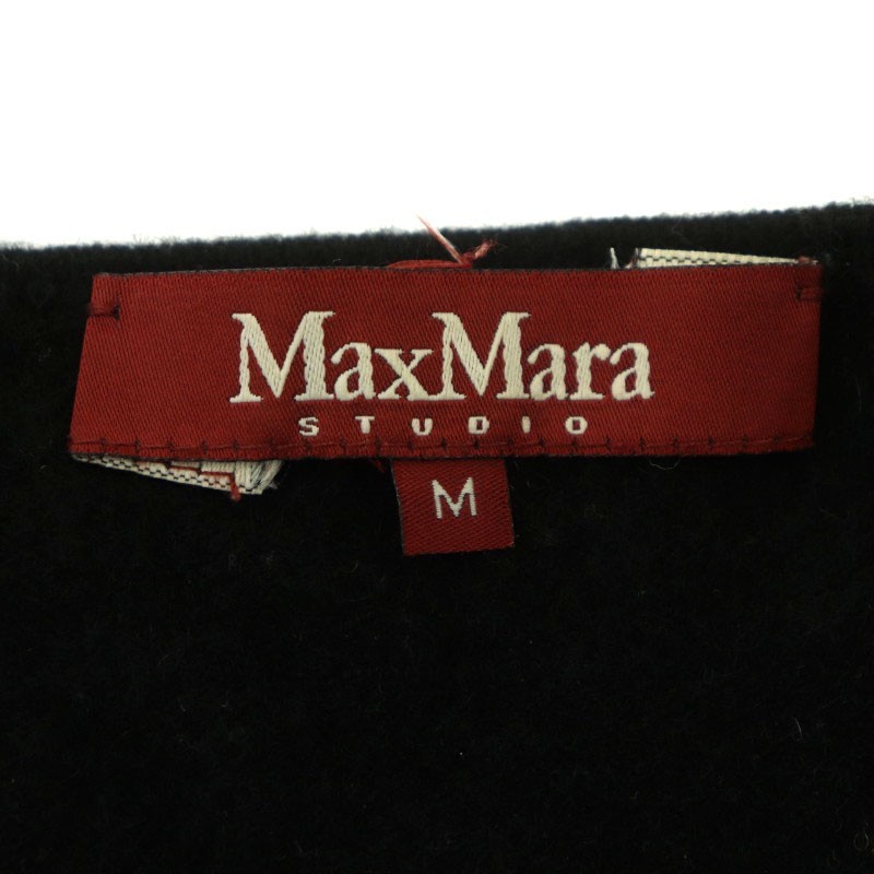 マックスマーラステュディオ Max Mara Studio スタジオ ビジューニットカーディガン ニット 長袖 リボン カシミヤ M 黒 ブラック_画像3