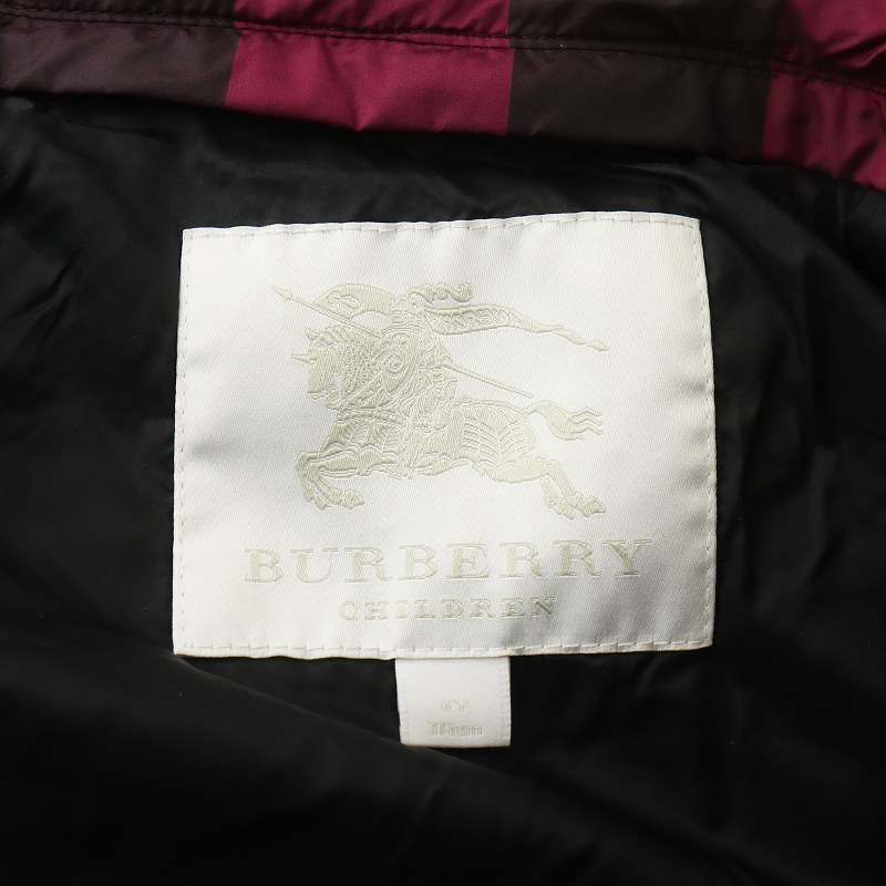 バーバリー チルドレン BURBERRY CHILDREN ダウンジャケット 長袖 チェック ジップアップ ギャザー 6Y 116cm ピンク ■GY18 /MQ キッズ_画像4