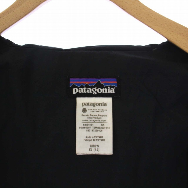パタゴニア Patagonia フーテッドダウンコート アウター ロング 14 XL 黒 ブラック 68280 /KH キッズ_画像4