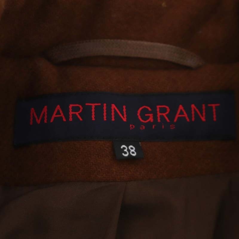 マーティン グラント MARTIN GRANT ステンカラーコート ロング アウター ウール アンゴラ混 38 茶 ブラウン /MF ■OS レディース_画像3