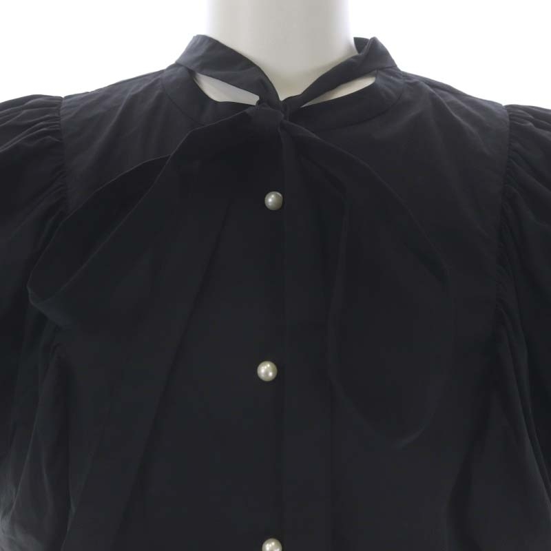aru page . -stroke - Lee Arpegestory 22SS sleeve ba Rune blouse French sleeve band color pearl button 1 black black /DO #OSrete