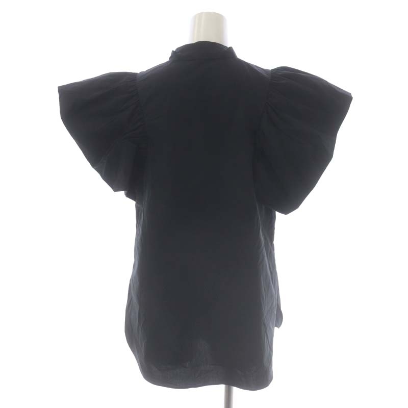 aru page . -stroke - Lee Arpegestory 22SS sleeve ba Rune blouse French sleeve band color pearl button 1 black black /DO #OSrete