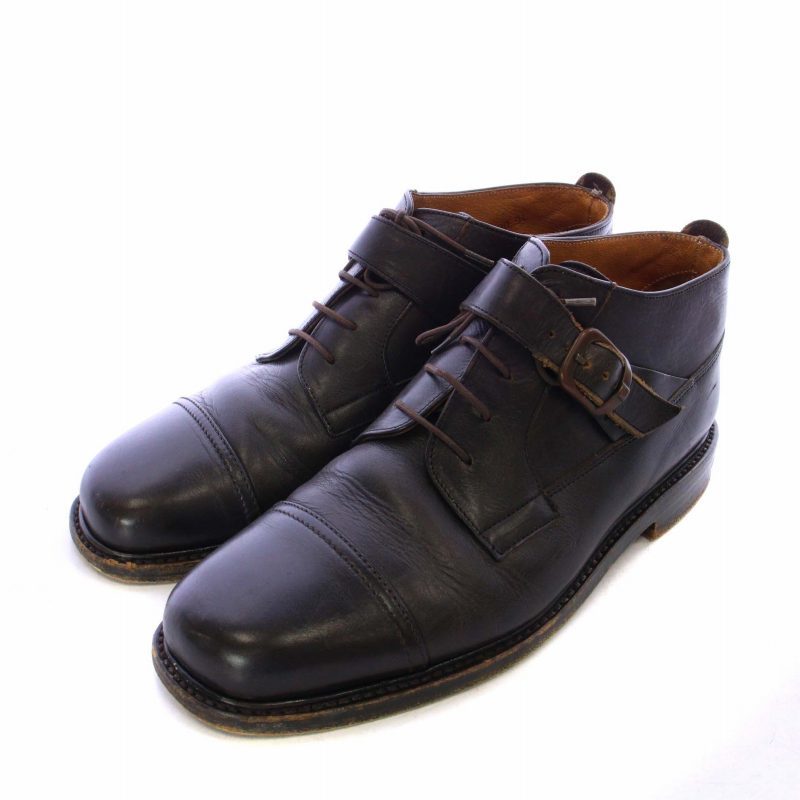 パラブーツ Paraboot ビジネスシューズ ブーツ ショート レザーソール ベルト 9 27.5cm 茶色 ブラウン /XZ ■GY18 メンズ_画像2