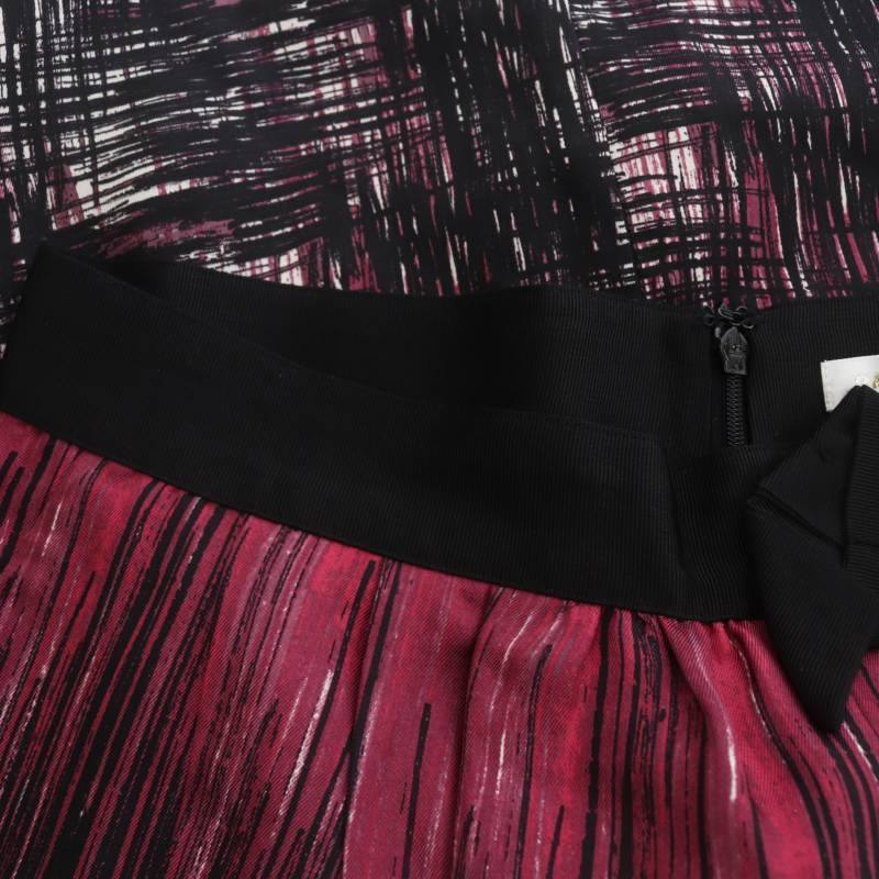  paul (pole) kaPAULE KA общий рисунок шелк юбка тугой колени длина лента 36 чёрный розовый черный /HK #OS женский 
