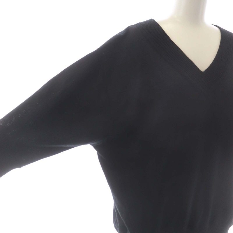 イエナ IENA 22SS ラミーストレッチプルオーバー ニット セーター 七分袖 プルオーバー Vネック 黒 ブラックの画像5