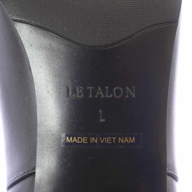 ルタロン Le Talon 6.5cmレザースクエアストレートロングブーツ チャンキーヒール L 24.5cm 黒 ブラック /AT27 レディース_画像7