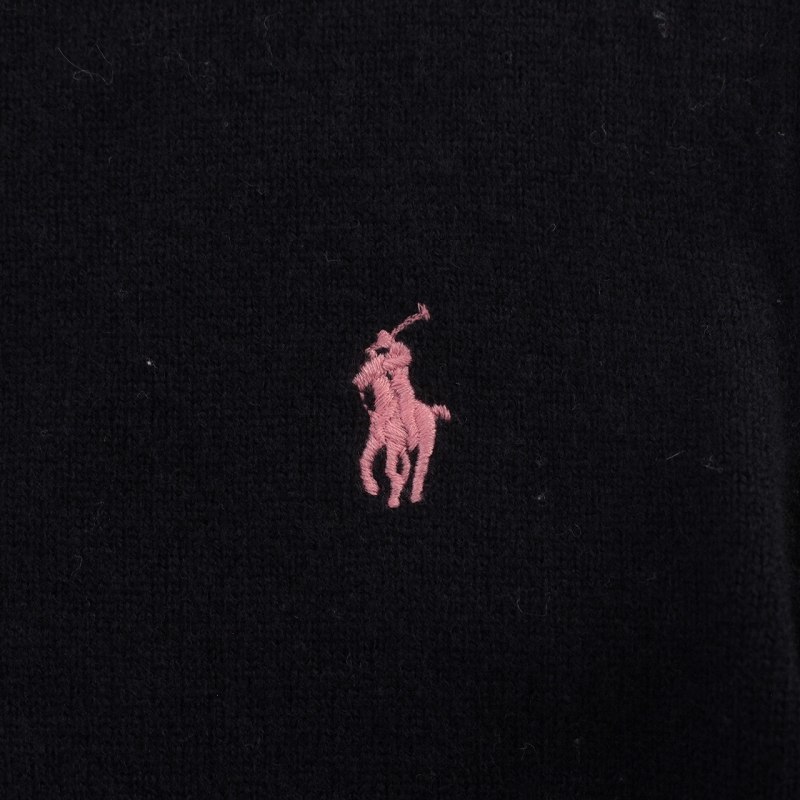 ポロ ラルフローレン POLO RALPH LAUREN ニット セーター 長袖 ラウンドネック ロゴ刺繍 ウール 7 130cm 紺 ネイビー ピンク キッズ_画像8