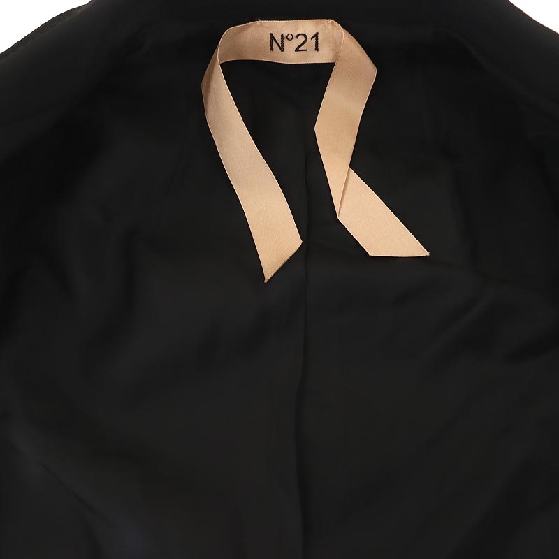 ヌメロヴェントゥーノ N°21 刺繍 スパンコール ロングコート ステンカラー アウター 40 黒 ブラック /MI ■OS レディース_画像4
