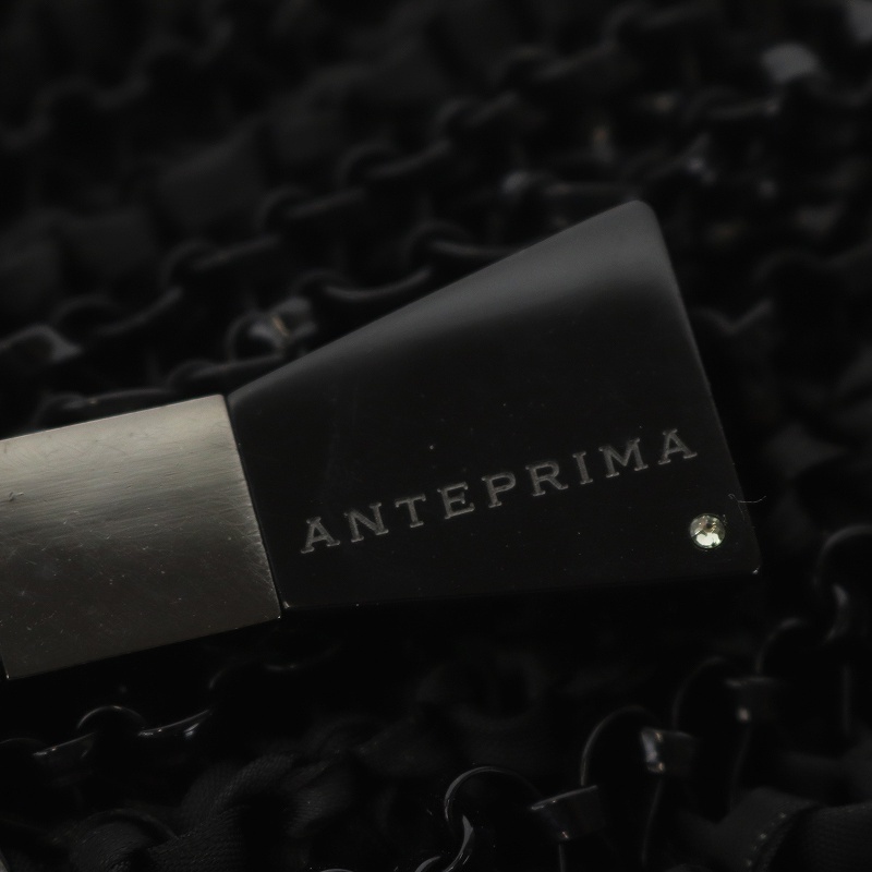 アンテプリマ ANTEPRIMA ワイヤーバッグ トートバッグ ショルダーバッグ 2WAY PVC リボン ロゴ 黒 ブラック /WM レディース_画像8