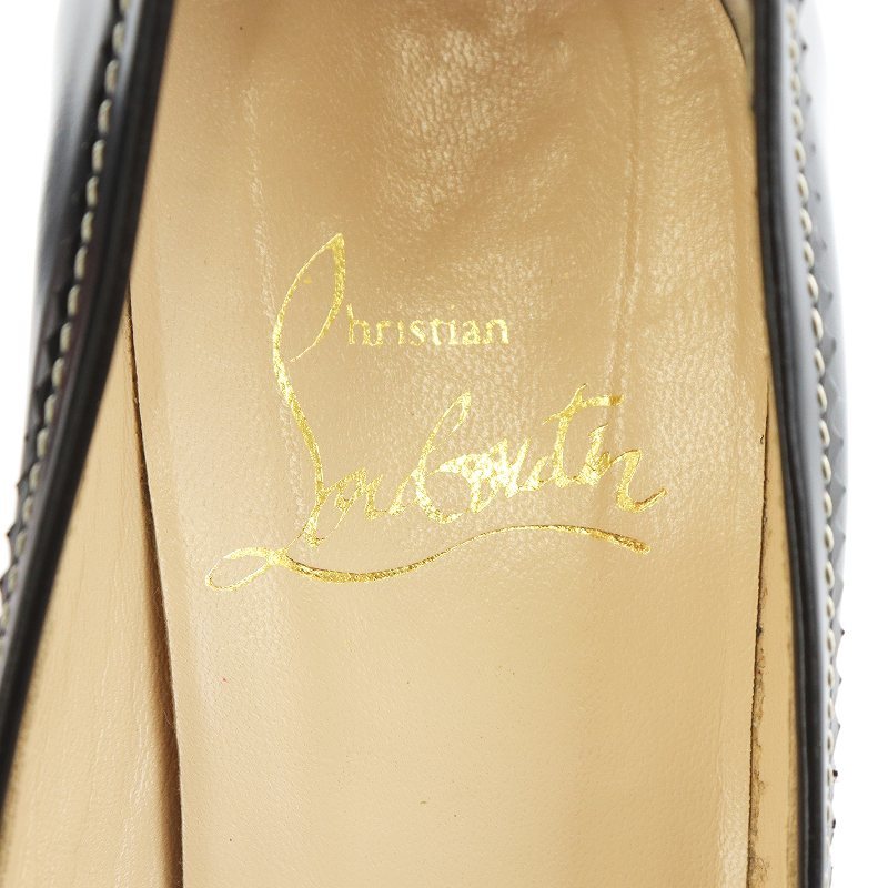 クリスチャンルブタン Christian louboutin パンプス レザーオープントゥ ステッチ 34.5 21.5cm 黒 ブラック ■GY11 /MQ レディース_画像7