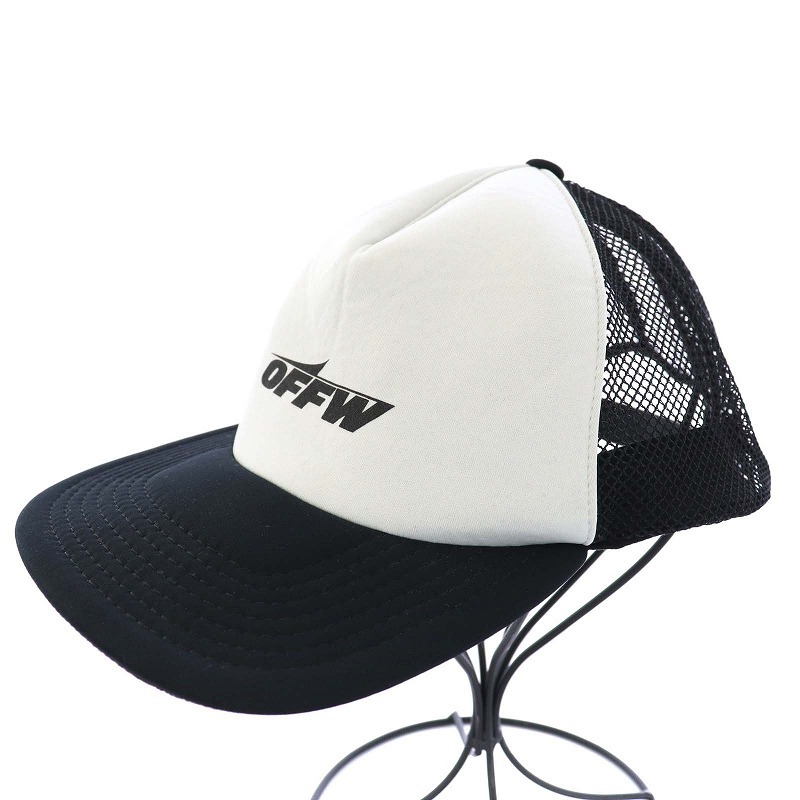 オフホワイト OFF WHITE キャップ 帽子 ロゴ メッシュ O/S 黒 ブラック 白 ホワイト OMLA006E18A37003 /TK メンズ_画像1