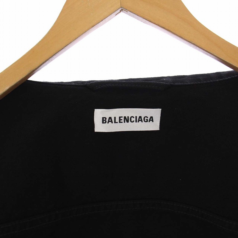 バレンシアガ BALENCIAGA 19SS ラインストーンロゴ オーバーサイズデニムジャケット ジージャン Gジャン 34 S 黒 ブラック 571449_画像4